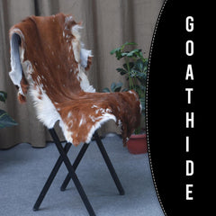 Luxury Brown & White Goat Hide Rug | Premium Hair-On Skin Rug for Home Decor - Celestial Leather Limited
