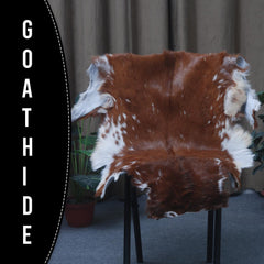 Luxury Brown & White Goat Hide Rug | Premium Hair-On Skin Rug for Home Decor - Celestial Leather Limited