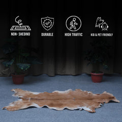 Luxurious Brown and White Goat Hide Rug - Premium Hair-On Goat Skin Rug, Sustainable Eco-Friendly Decor for Any Room