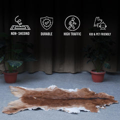 Luxury Brown and White Genuine Goat Hide Rug - Premium 100% Natural Hair-On Goat Skin Rug - Handcrafted and Sustainable Home Decor - Celestial Leather Limited