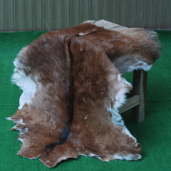 Luxury Brown and White Genuine Goat Hide Rug - Premium 100% Natural Hair-On Goat Skin Rug - Handcrafted and Sustainable Home Decor - Celestial Leather Limited