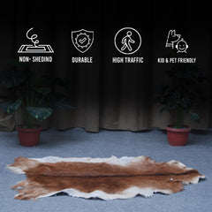 Luxury Brown and White Goat Hide Rug - Natural Premium Hair-On Goat Skin Rug - Handcrafted Eco-Friendly Home Decor - Celestial Leather Limited