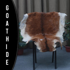 Luxury Brown and White Goat Hide Rug - Natural Premium Hair-On Goat Skin Rug - Handcrafted Eco-Friendly Home Decor - Celestial Leather Limited