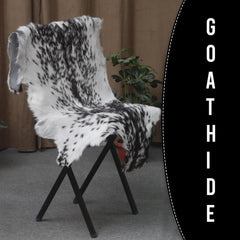 Luxury Black & White Natural Goatskin Rug | Modern Decor | Hypoallergenic - Non-shedding | Sustainable Eco-friendly Design