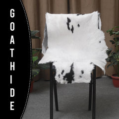 Luxurious Natural Brown & White Goat Skin Rug - Modern Sophistication for Home Decor - Celestial Leather Limited