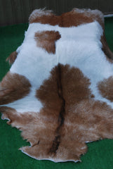 Luxurious Brown White Goat Skin Rug - Soft, Durable & Eco-Friendly - Perfect for Kids - Pets - Hypoallergenic - Non-Slip Suede Back - Celestial Leather Limited