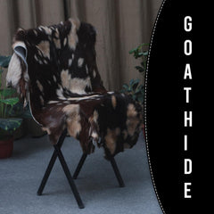 Luxury Handmade Black Brown Goat Skin Rug - Unique & Stunning Statement Piece - Celestial Leather Limited