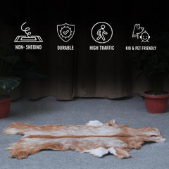 Luxurious Brown and White Goat Hide Rug - Premium Hair-on Goat Skin Rug - Handcrafted Elegance for Your Home - Eco-Friendly and Stylish - Celestial Leather Limited