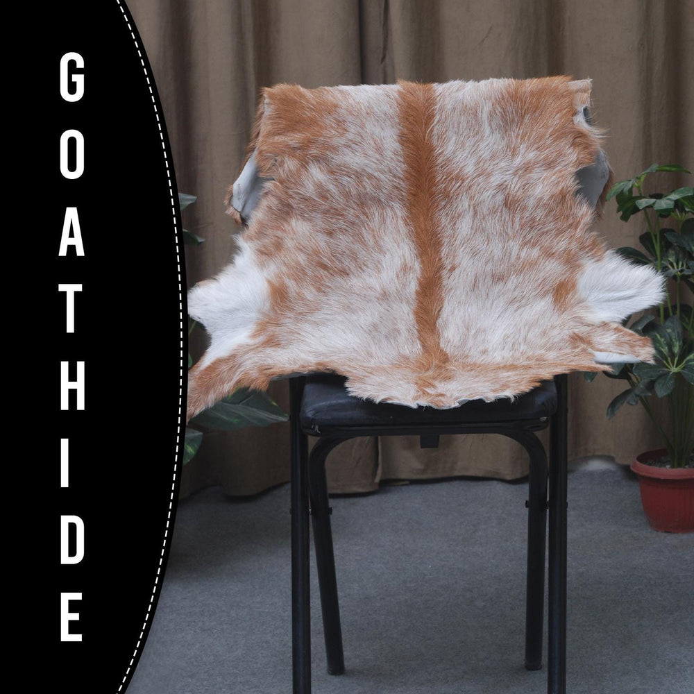 Luxurious Brown and White Goat Hide Rug - Premium Hair-on Goat Skin Rug - Handcrafted Elegance for Your Home - Eco-Friendly and Stylish - Celestial Leather Limited