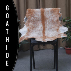 Luxurious Brown and White Goat Hide Rug - Premium Hair-on Goat Skin Rug - Handcrafted Elegance for Your Home - Eco-Friendly and Stylish - Celestial Leather Limited