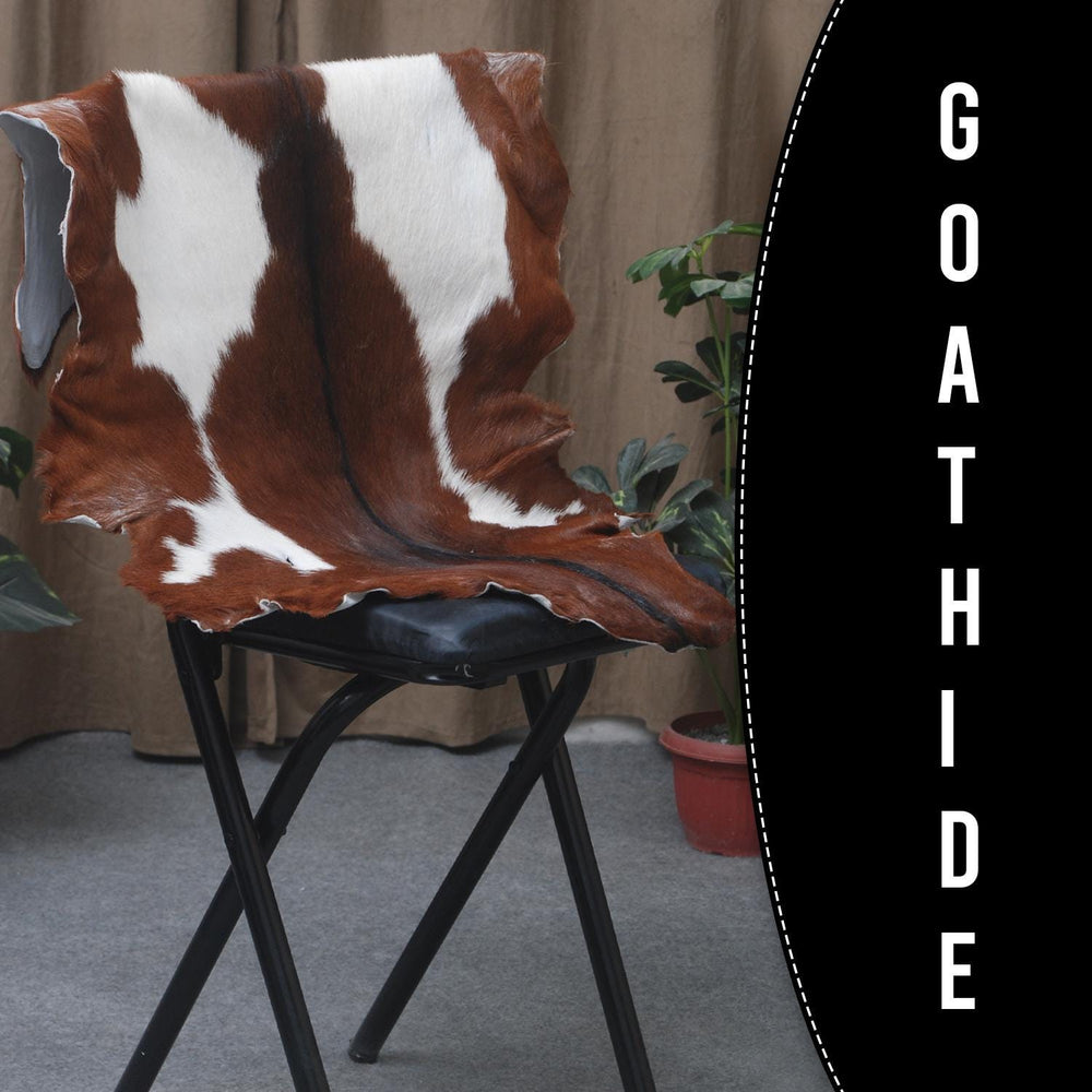 Luxurious Brown & White Hair-on Goat Skin Rug - Premium Goat Hide Rug Elegance - Sophistication for Home Décor - Hypoallergenic - Celestial Leather Limited