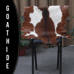 Luxurious Brown & White Hair-on Goat Skin Rug - Premium Goat Hide Rug Elegance - Sophistication for Home Décor - Hypoallergenic - Celestial Leather Limited