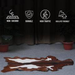 Luxurious Brown & White Hair-on Goat Skin Rug - Premium Goat Hide Rug Elegance - Sophistication for Home Décor - Hypoallergenic - Celestial Leather Limited