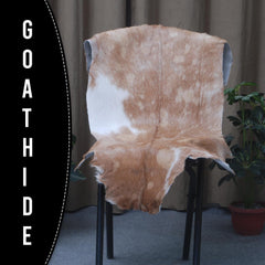 Luxury Brown & White Goat Hide Rug with Natural Variations | Premium Hair-on Goat Skin Rug for Home Décor - Celestial Leather Limited
