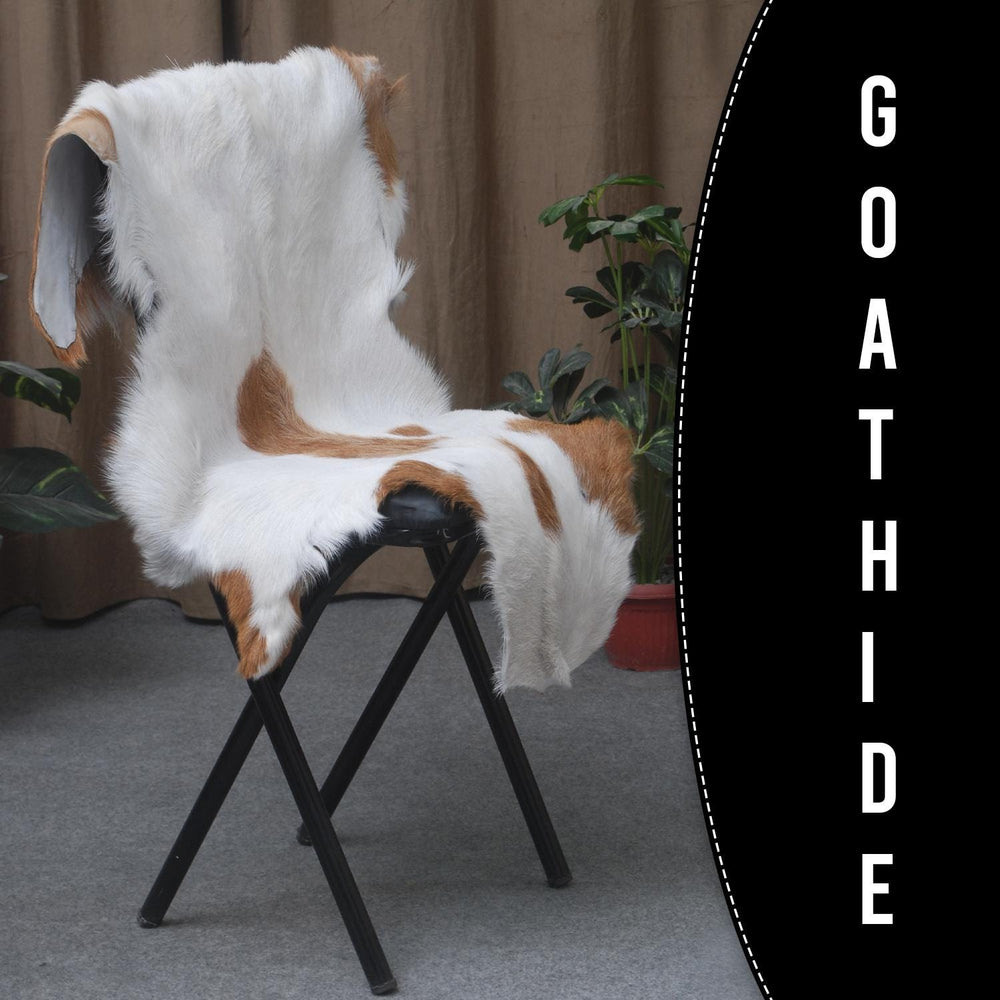 Luxurious Handpicked Brown & White Goat Skin Rug - Hypoallergenic - Non-Shedding - Sustainable - Eco-Friendly - Premium Hair-On Goatskin Rug - Celestial Leather Limited