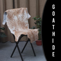 Luxurious Brown and White Goat Hide Rug - Premium Hair-On Natural Goatskin with Unique Patterns and Non-Slip Suede Back - Celestial Leather Limited