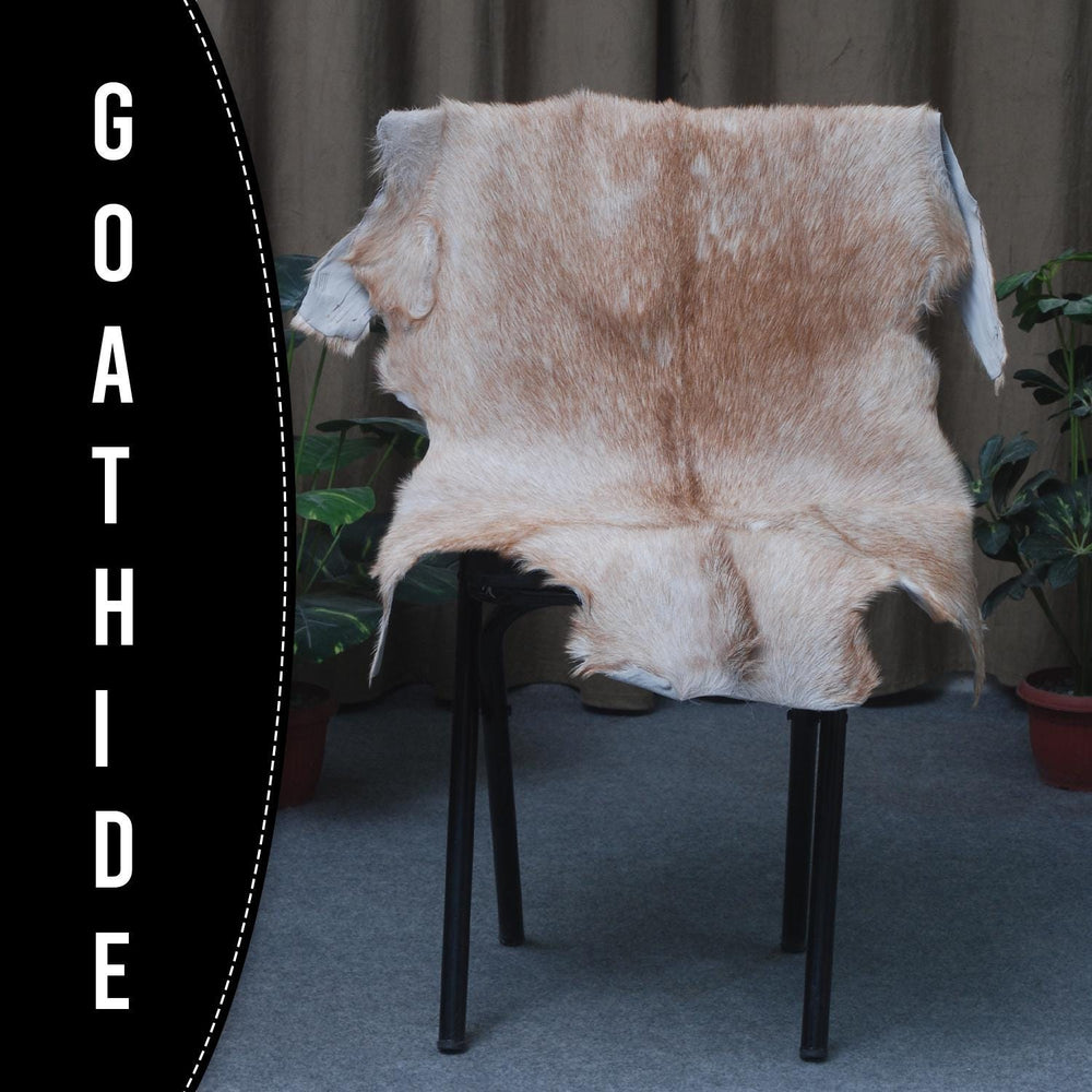 Premium Brown and White Goat Hide Rug - Natural, Handcrafted, Non-Slip Suede Back, Eco-Friendly & Sustainable - Hypoallergenic - Celestial Leather Limited