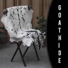 Luxurious Black & White Goat Skin Rug - Handmade Pure Goat Skin Floor Rug with Unique Color Variations, Soft & Eco-Friendly