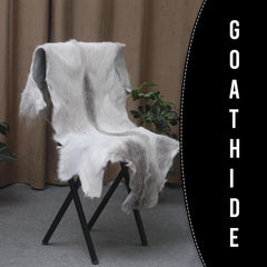 Luxurious Grey and White Goat Skin Rug - Eco-Friendly and Hypoallergenic Natural Leather Wall Decor - Soft, Kid & Pet-Friendly, Non-Slip