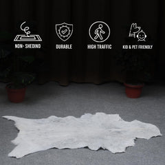 Luxury Grey & White Natural Goat Skin Rug - Serene - Tranquil Wall Decor - Sustainable, Eco-Friendly, Non-Slip Backing - Hypoallergenic - - Celestial Leather Limited
