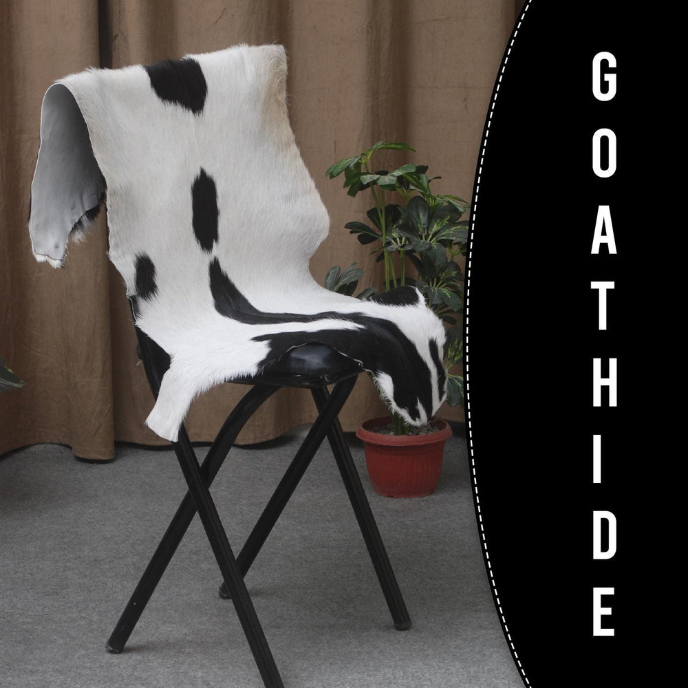 Luxury Black & White Genuine Goat Hide Rug - Premium Hair-On Goat Skin, Hypoallergenic, Non-Shedding, Eco-Friendly Décor for Modern Spaces - Celestial Leather Limited