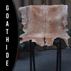 Luxury Brown and White Goat Hide Rug with Unique Patterns | Premium Hair-On Goat Skin Rug for Home Decor