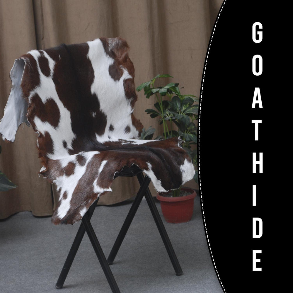 Luxury Dark Brown & White Goat Skin Rug - Soft, Hypoallergenic & Non-Shedding - Non-Slip Backing, Eco-Friendly - Handmade Natural Beauty for Home - Celestial Leather Limited