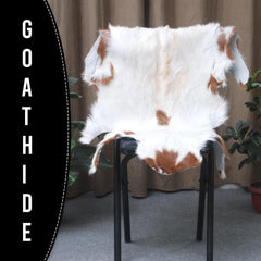 Luxury Brown and White Goat Hide Rug | Premium Hair-On Skin | Non-Slip Suede Back | Sustainable & Eco-Friendly | Handcrafted Elegance