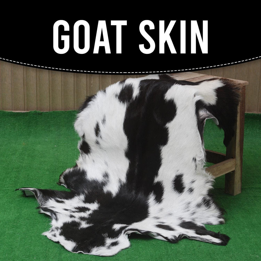 Luxury Handmade Black & White Goat Skin Rug - Soft, Hypoallergenic, Non-Shedding, Sustainable, Eco-Friendly - Perfect for Any Room in Your - Celestial Leather Limited