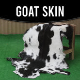 Luxury Handmade Black & White Goat Skin Rug - Soft, Hypoallergenic, Non-Shedding, Sustainable, Eco-Friendly - Perfect for Any Room in Your - Celestial Leather Limited