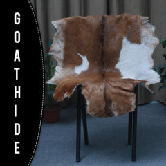 Luxurious Brown And White Goat Skin Rug - Handmade Pure Goat Skin Floor Rug with Unique Colour Variations - Celestial Leather Limited