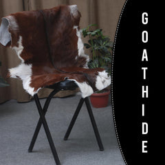 Luxury Handmade Dark Brown & White Goat Skin Rug - Soft, Kid & Pet-Friendly, Hypoallergenic, Non-Shedding, Sustainable, Eco-Friendly