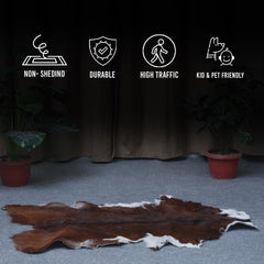 Luxury Handmade Dark Brown & White Goat Skin Rug - Soft, Kid & Pet-Friendly, Hypoallergenic, Non-Shedding, Sustainable, Eco-Friendly