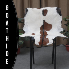 Luxury Handmade Dark Brown White Goat Skin Rug with Non-Slip Suede Backing - Eco-Friendly Natural Beauty for High-Traffic Areas - Celestial Leather Limited