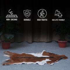 Luxurious Brown & White Goat Skin Rug - Soft, Durable, and Eco-Friendly - Handmade Pure Goat Skin Floor Rug - Non-Slip Suede Back - Celestial Leather Limited