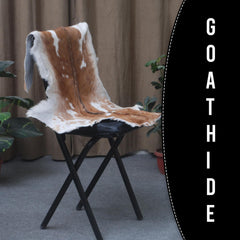 Luxury Brown & White Goat Skin Rug - Premium Handcrafted Hide Rug for Home Decor - Celestial Leather Limited