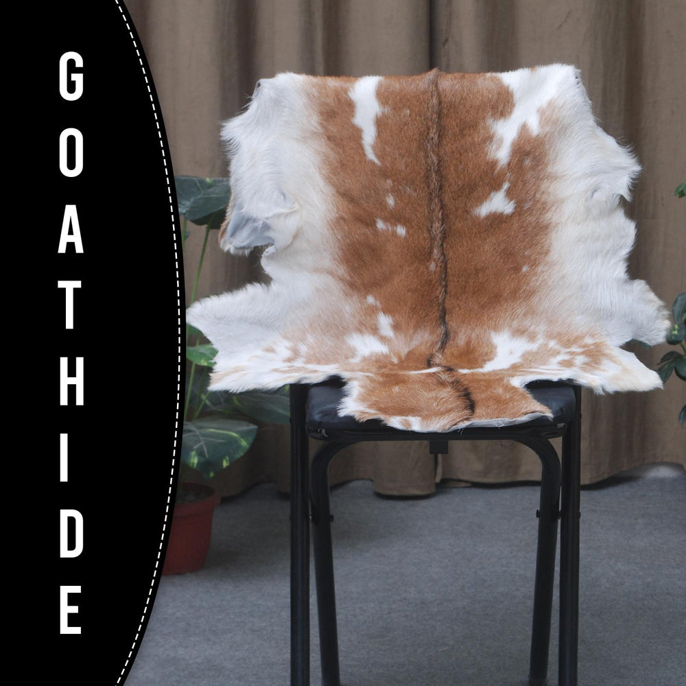 Luxury Brown & White Goat Skin Rug - Premium Handcrafted Hide Rug for Home Decor - Celestial Leather Limited