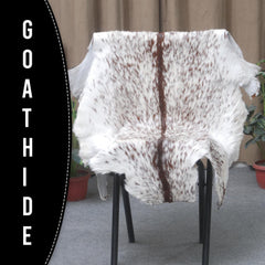 Luxurious Brown and White Goat Skin Rug - Premium Hair-On Eco-Friendly Goatskin Rug with Unique Patterns and Non-Slip Suede Back - Celestial Leather Limited