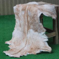 Luxurious Handmade Brown & White Goat Skin Rug | Soft, Kid & Pet-Friendly, Non-Shedding | Natural, Eco-Friendly Rustic Charm | Sustainable - Celestial Leather Limited