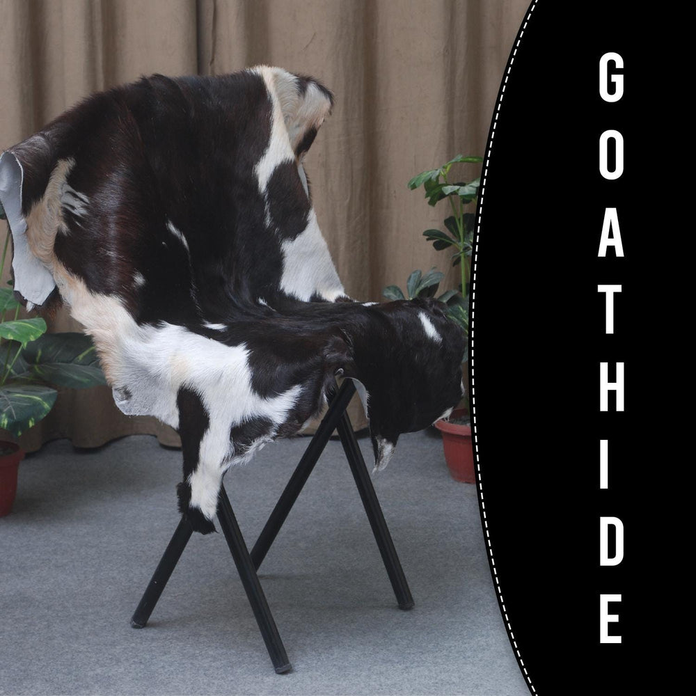 Luxury Black & White Genuine Goat Hide Rug | Premium Hair-On Skin Rug with Non-Slip Suede Back | Eco-Friendly - Sustainable - Celestial Leather Limited