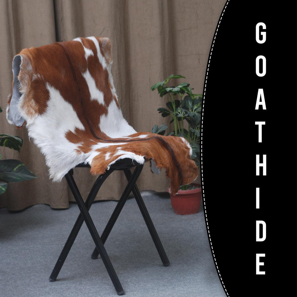 Luxury Handmade Brown & White Goat Skin Rug | Soft, Durable, Non-Shedding, Eco-Friendly | Unique Rustic Charm | Hypoallergenic | Non-Slip - Celestial Leather Limited
