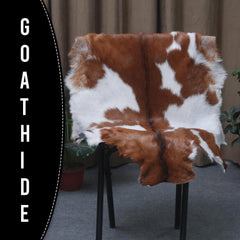 Luxury Handmade Brown & White Goat Skin Rug | Soft, Durable, Non-Shedding, Eco-Friendly | Unique Rustic Charm | Hypoallergenic | Non-Slip - Celestial Leather Limited