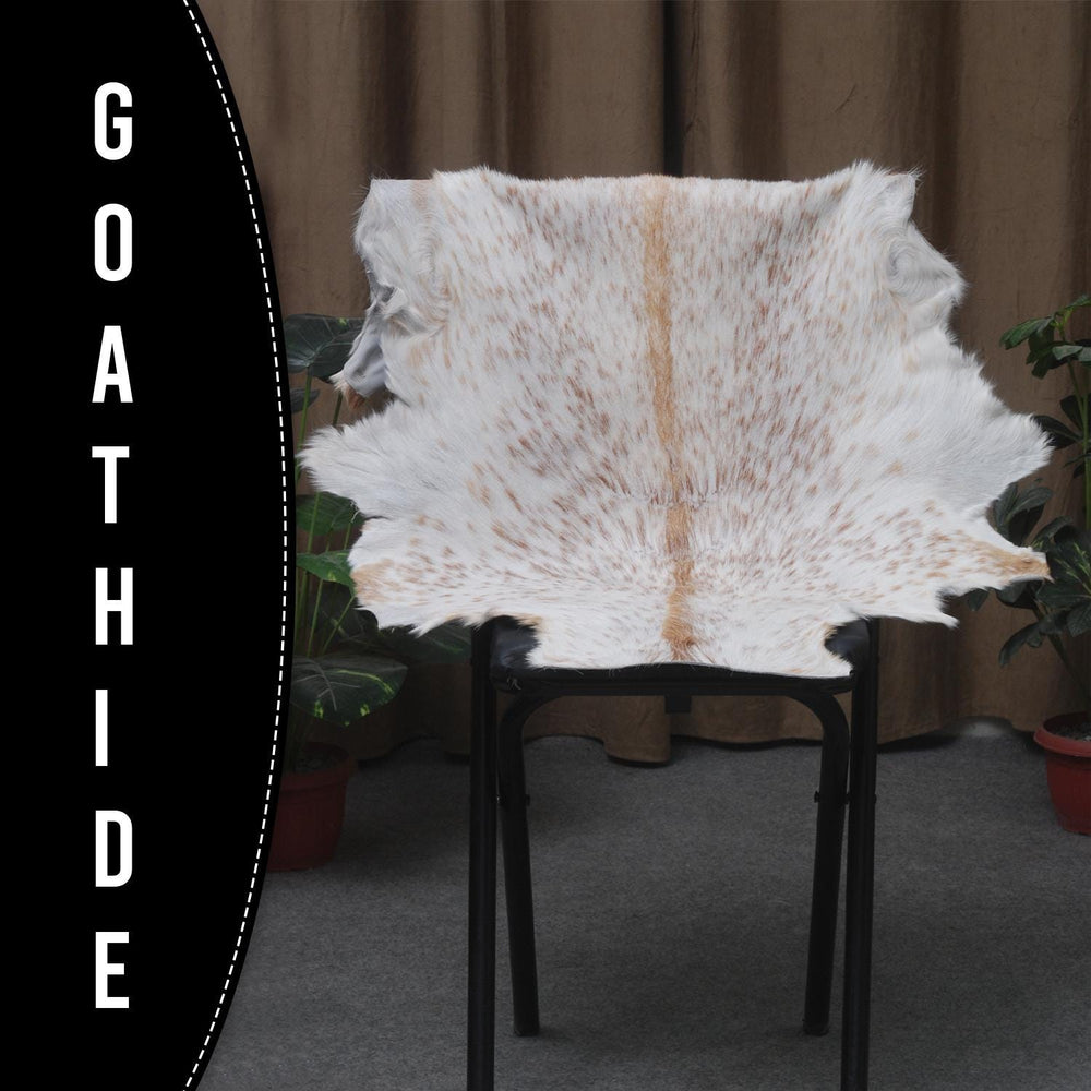 Luxurious Brown & White Goat Skin Rug - Handmade Pure Goat Skin Floor Rug - Unique Design - Hypoallergenic & Kid-Friendly - Non-Shedding - Celestial Leather Limited