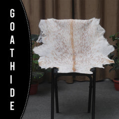 Luxurious Brown & White Goat Skin Rug - Handmade Pure Goat Skin Floor Rug - Unique Design - Hypoallergenic & Kid-Friendly - Non-Shedding - Celestial Leather Limited