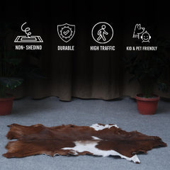 Luxurious Dark Brown & White Goat Skin Rug - Handmade from 100% Pure Goat Skin, Non-Shedding, Hypoallergenic, Eco-Friendly & Kid-Friendly - Celestial Leather Limited