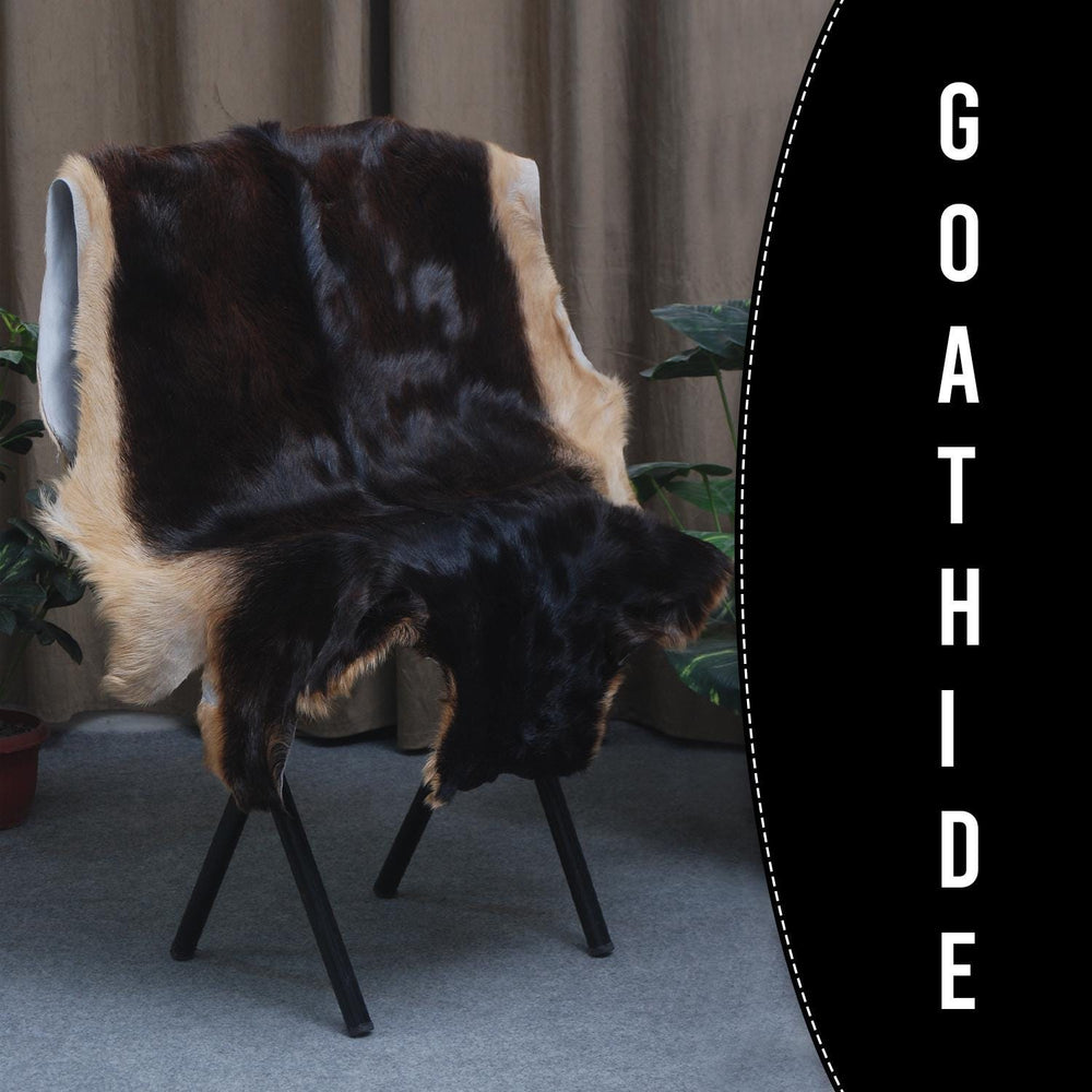 Luxuriously Soft Black & White Goat Fur Rug - Genuine Goat Skin Rug, Non-Shedding, Eco-Friendly - Hypoallergenic - Handcrafted Beauty - Celestial Leather Limited