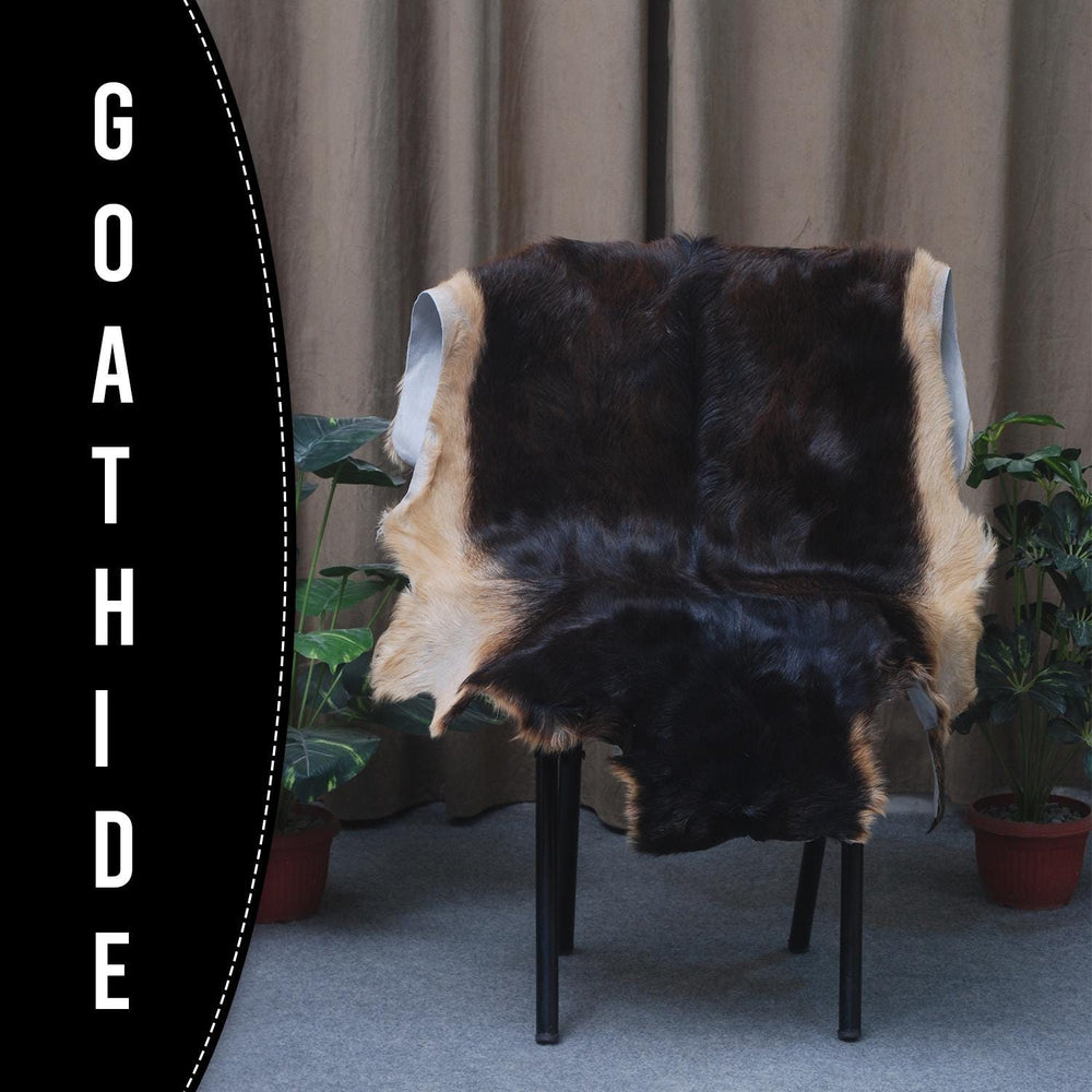 Luxuriously Soft Black & White Goat Fur Rug - Genuine Goat Skin Rug, Non-Shedding, Eco-Friendly - Hypoallergenic - Handcrafted Beauty - Celestial Leather Limited