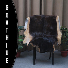 Luxuriously Soft Black & White Goat Fur Rug - Genuine Goat Skin Rug, Non-Shedding, Eco-Friendly - Hypoallergenic - Handcrafted Beauty - Celestial Leather Limited