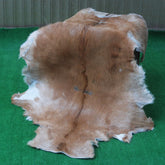 Luxurious Brown and White Goat Hide Rug - Premium Hair-On Goat Skin Rug, Sustainable Eco-Friendly Decor for Any Room
