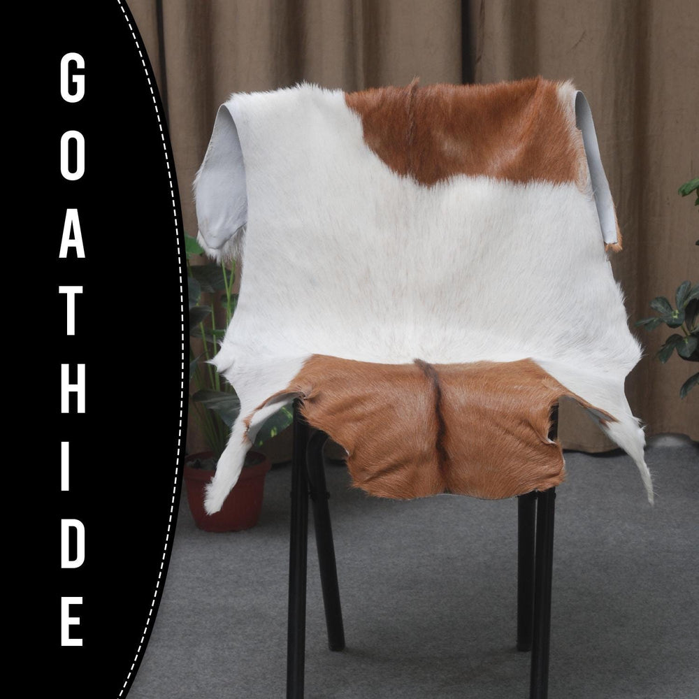 Luxurious Brown & White Goat Skin Rug - Eco-Friendly Handmade Floor Rug with Unique Variations, Soft & Hypoallergenic - Non-Shedding - Durable - Celestial Leather Limited